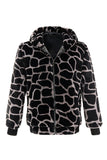 Leopard Fuskepels Zip-Up hettegenser Herre Frakk