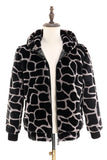 Leopard Fuskepels Zip-Up hettegenser Herre Frakk