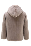 Menns Khaki Zip-Up Fleece hettegenser vinterfrakk