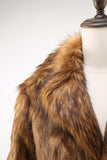 Brun hakket jakkeslag lang Shearling frakk for menn med knapper