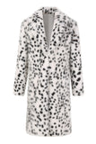 Hvit svart Leopard Print Faux Pels Frakk Menns mellomlange dress krage