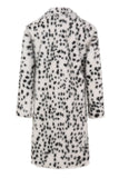 Hvit svart Leopard Print Faux Pels Frakk Menns mellomlange dress krage