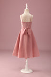 Blush Halterneck A-linje Chiffon Junior Brudepikekjole med Volanger