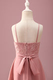 Blush Halterneck A-linje Chiffon Junior Brudepikekjole med Volanger