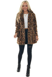 Gul leopardprint pelsfrakk for kvinner