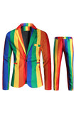 Gule Rainbow Strips Hakket jakkeslag Festdresser for menn