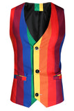 Gule Rainbow Strips Hakket jakkeslag Festdresser for menn