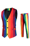 Gule Rainbow Strips Hakket jakkeslag Festdresser for menn