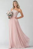 Blush A Line One Shoulder Blonder Chiffon Brudepike Kjole