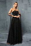 Glitrende off-shoulder Maxi Tyll Ballkjole