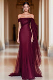 Cabernet Off the Shoulder Havfrue Tyll Lang Militær Ball Kjole