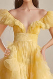 Gul A Line Off The Shoulder Ruffles Formell Kjole