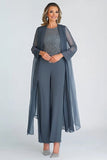 Elegant Twilight 2-delt Scoop Chiffon ankel-lang mor til bruden dresser med lange ermer