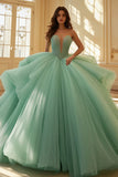 Mint Sweetheart Tyll Blonder Quinceanera Kjole