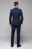 Navy Pinstripe 3 Piece One Button Notched Jakkeslag Menns Dresser