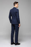 Navy Pinstripe 3 Piece One Button Notched Jakkeslag Menns Dresser