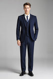 Navy Hakket jakkeslag Slim Fit 3-delt Pinstripe Herredresser