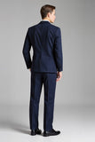 Navy Hakket jakkeslag Slim Fit 3-delt Pinstripe Herredresser