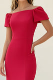 Rød havfrue Off The Shoulder Bryllupsgjest Kjole