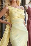 Påskelilje One Shoulder Chiffon Havfrue Ballkjole med Streamer