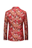 Rød Floral En Knapp Montert Hakket Jakkeslag Herre Blazer