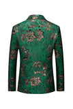 Grønn Floral Hakket jakkeslag En knapp Blazer for menn