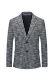 Grå Peaked Jakkeslag Enkeltspent Herre Blazer