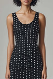 Rund hals Svart Hvit Polka Dots Kjole