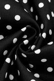 Polka dots halter svart A-linje 1950-talls kjole med sløyfe