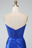 Load image into Gallery viewer, Royal Blue Mermaid stroppeløs lang korsett Prom kjole med spalt