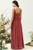 V Neck Open Back Desert Rose brudepike kjole