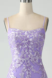 Havfrue Lilac Spaghetti stropper Long Prom Kjole med Appliques