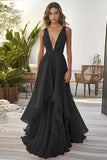 Oransje volang A Line Chiffon Brudegjest Kjole