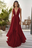 Oransje volang A Line Chiffon Brudegjest Kjole