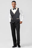 Svart og Champagne Sjal Jakkeslag 3 Piece Slim Fit Menns Balldresser