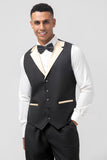 Svart og Champagne Sjal Jakkeslag 3 Piece Slim Fit Menns Balldresser