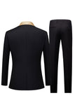 Svart og Champagne Sjal Jakkeslag 3 Piece Slim Fit Menns Balldresser