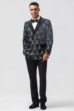 Svart Jacquard 2 Pieces Peak Lapel Dobbeltspent Menns Dresser