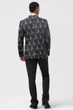 Svart Jacquard 2 Pieces Peak Lapel Dobbeltspent Menns Dresser