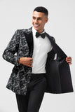 Svart Jacquard 2 Pieces Peak Lapel Dobbeltspent Menns Dresser