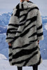 Load image into Gallery viewer, Mørk grå sebra mønster imitasjon overdimensjonert lang fuskepels shearling pels