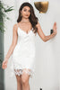 Load image into Gallery viewer, Bodycon spaghetti stropper blonder liten hvit kjole