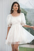 Load image into Gallery viewer, Tyllplissert liten hvit kjole med snørerygg