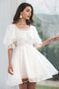 Load image into Gallery viewer, Tyllplissert liten hvit kjole med snørerygg