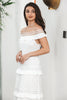 Load image into Gallery viewer, Hvit Tiered Long Boho Engagement Party kjole med blonder