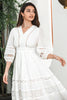 Load image into Gallery viewer, Hvit 3/4 ermer Boho Engagement Party kjole med blonder