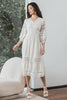 Load image into Gallery viewer, Te-lengde blonder liten hvit kjole med lange ermer