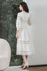 Load image into Gallery viewer, Te-lengde blonder liten hvit kjole med lange ermer