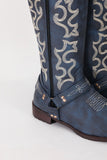 Blå brodert Cowgirl Boho Mid Calf Boots