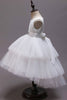 Load image into Gallery viewer, Hvit A-Line Tiered Flower Girl kjole med blonder